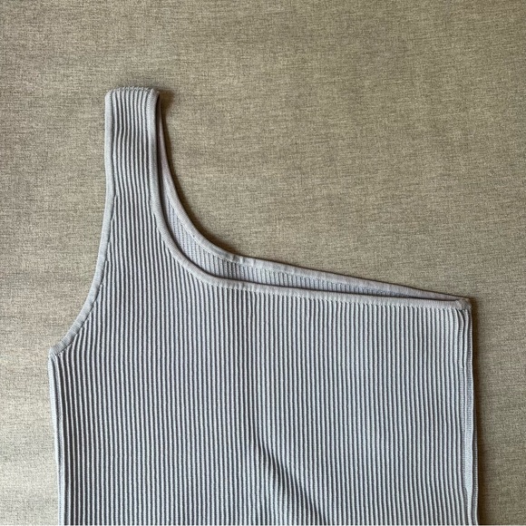 ARITZIA | Babaton Sculpt Knit One-Shoulder Dress in Cement Blue S - Picture 12 of 14